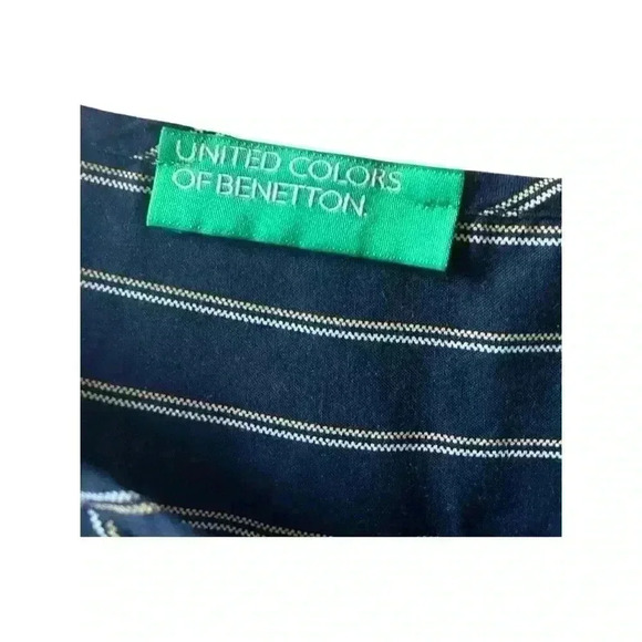 United Colors of Benetton Navy Striped Long Sleeve Blouse L - Picture 4 of 13